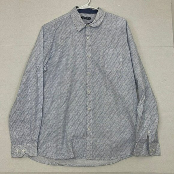 Ruggers Shirt, Button Up, Long Sleeves, Cotton, Pale Blue Micro Floral, XL - Picture 1 of 10